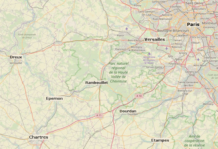 Carte du sud yvelines et de l'eure-et-loir